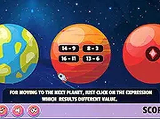 Planet Explorer Subtraction Math Game